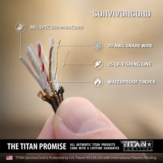 Black SurvivorCord 550 Paracord Survival Cord