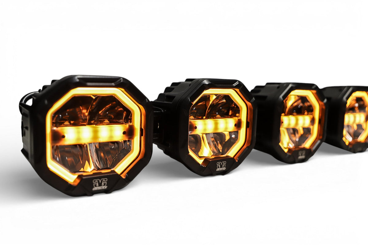 8 Light U-Con Interlocking Off Road LED Pod With Amber or White DRL Running Light