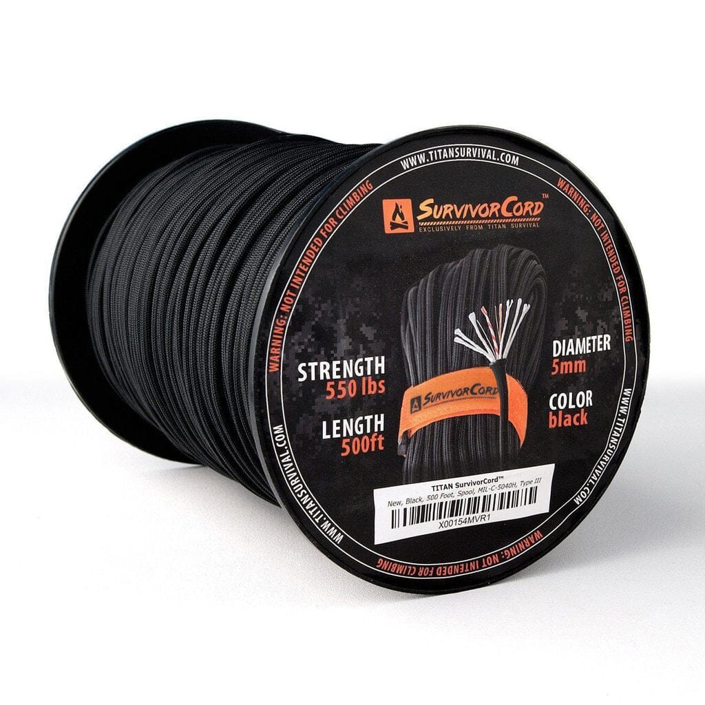 Black SurvivorCord 550 Paracord Survival Cord