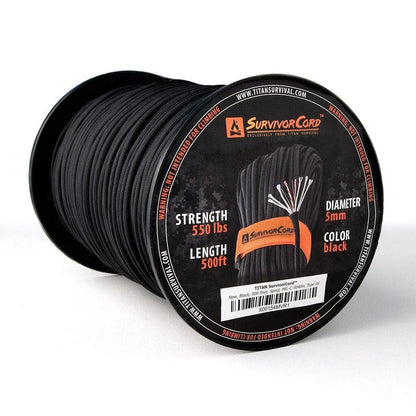 Black SurvivorCord 550 Paracord Survival Cord