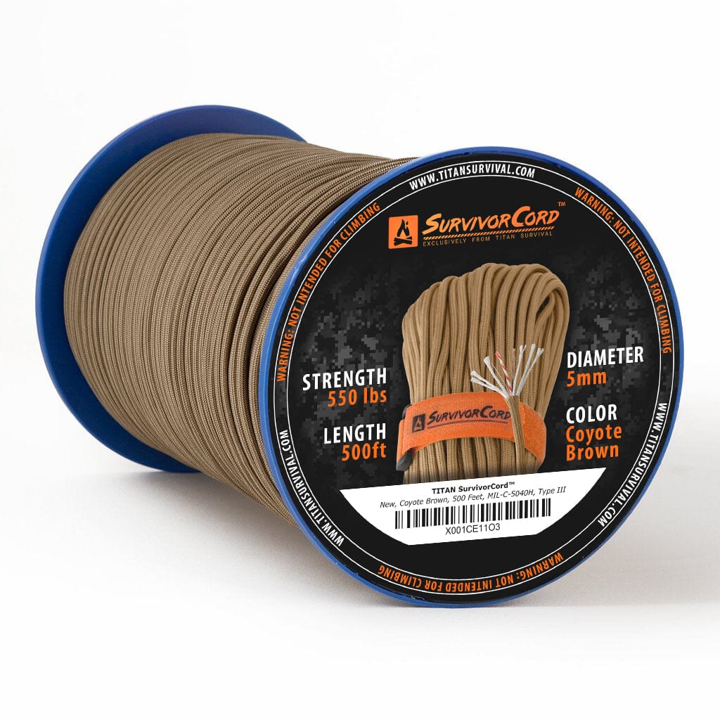 Coyote Brown SurvivorCord – 550 Survival Paracord & Utility Cord
