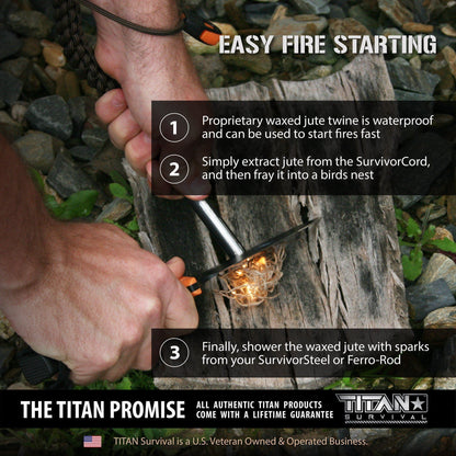 Olive-Drab SurvivorCord – MIL-Style 550 Paracord Survival Cord