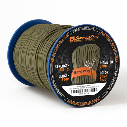 Olive-Drab SurvivorCord – MIL-Style 550 Paracord Survival Cord