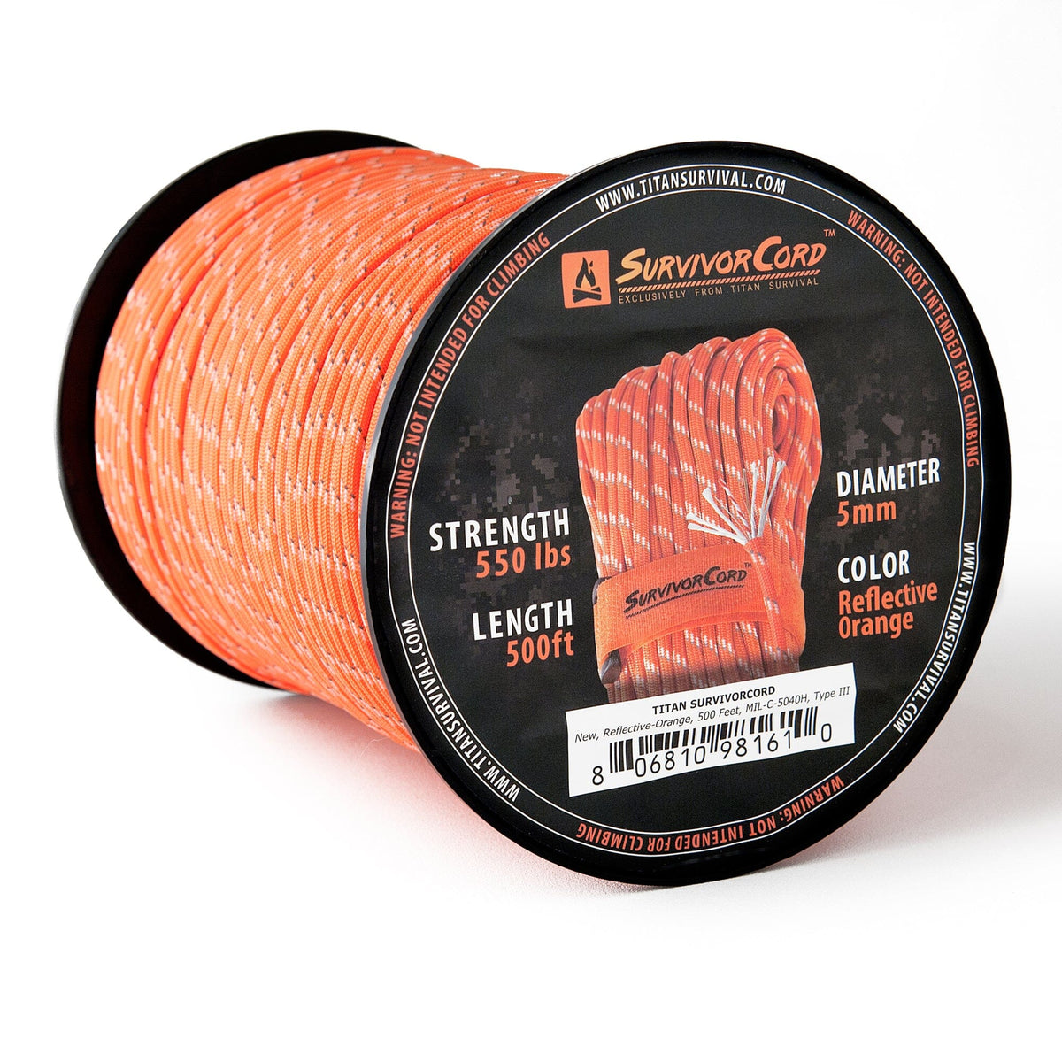 Reflective-Orange SurvivorCord – 550 Paracord Survival Cord