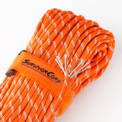 Reflective-Orange SurvivorCord – 550 Paracord Survival Cord